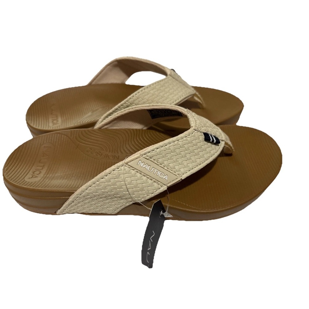 NWT Nautica Women’s‎ Thong Sandals Size 6 Cream Woven Flip-Flop Cushioned Relief - Picture 3 of 6
